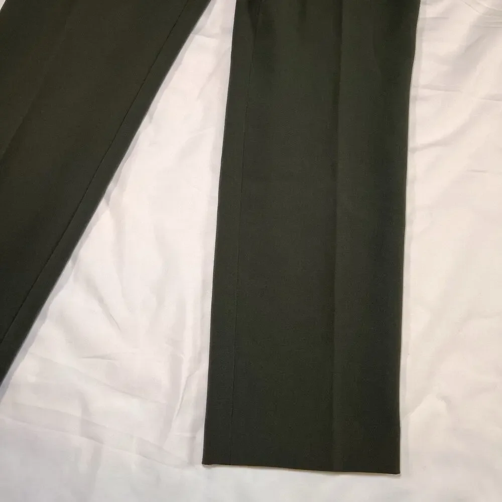 Theory Basic Pull On Pants Size 4 Olive Green Admiral Crepe Mid Rise Cropped USA